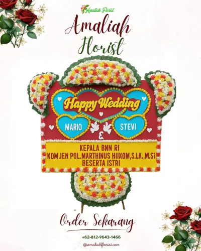 Karangan Papan Bunga Pernikahan di Perdana
